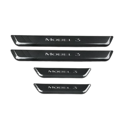 Magnetic Induction Led Light-Up Welcome – Dekorativ pedal başlıqları - model-3-threshold-strip-carbon-fiber-pattern4-pieces-1-set