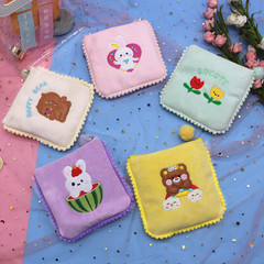 Ins Korean-style Japanese cute cartoon sanitary pad storage bag, embroidered Auntie pad pouch, coin purse