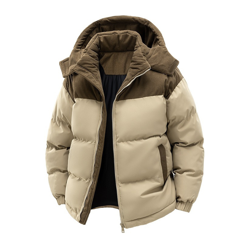 Men's Cross-Border Cotton-Padded Jacket with Fleece, 2025 Winter New Thickened Warm Cold-Proof Cotton Coat, Trendy and Convertible