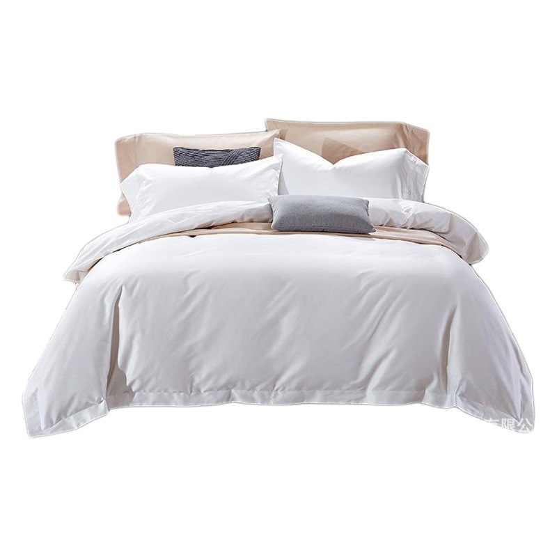 60 ropa de hotel de cinco estrellas al por mayor juego de cama de cuatro piezas sábana de hotel cubierta de colcha blanca cama y desayuno satén de algodón puro