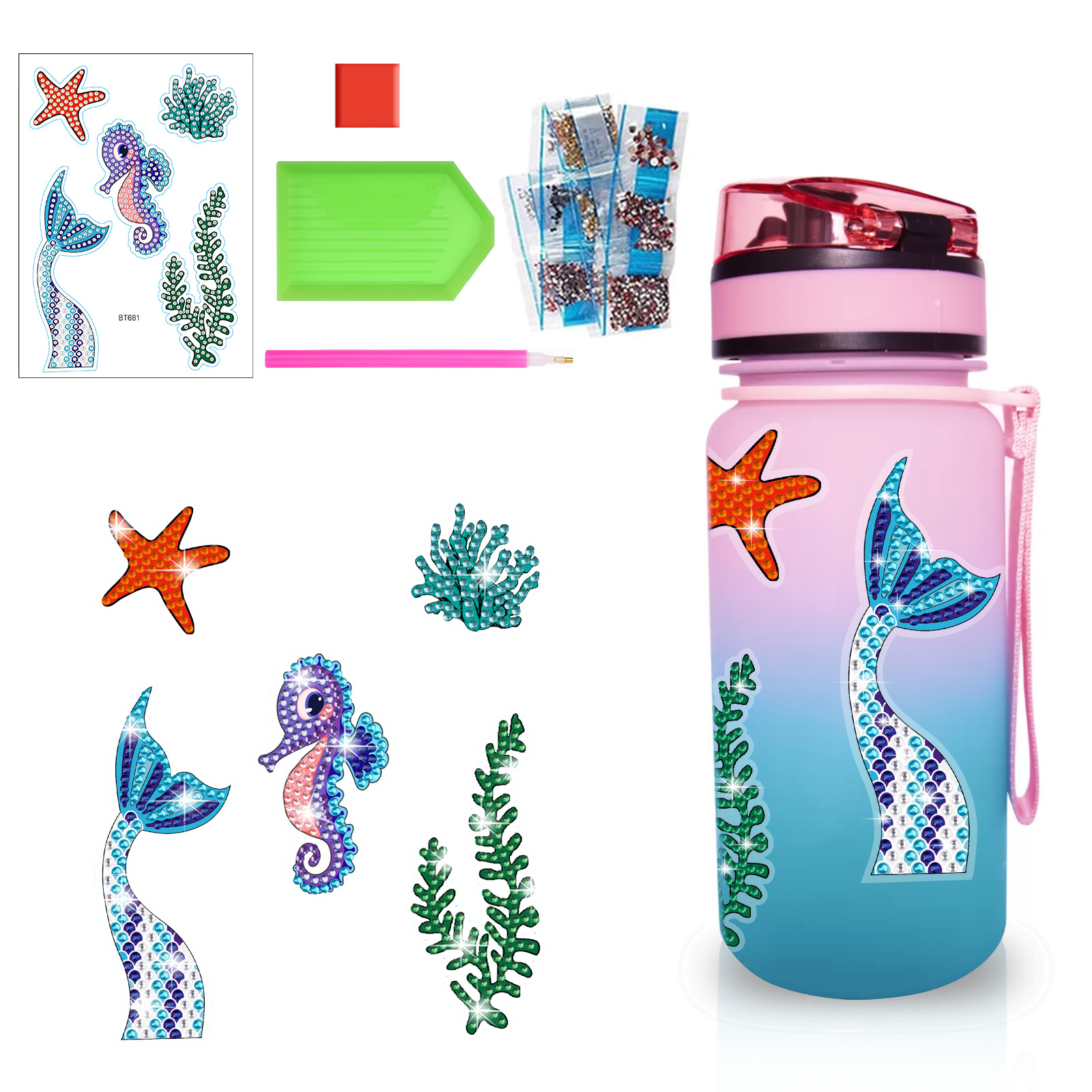 Nuevos pegatinas de taza de agua transfronterizas para niños dibujos de diamantes aleatorios pegatinas hechas a mano diy pegatinas de diamantes unicornios de dibujos animados mayorista