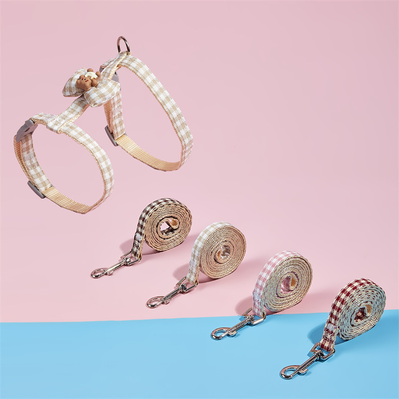 Cross-border ajustable mascota gato Plaid muñeca traje de cuerda de tracción perro pequeño perro cuerda en forma de I correa para el pecho
