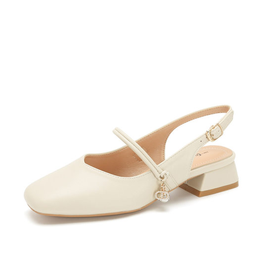 French Style Mary Jane Shoes Women's 2023 New High Heels Gentle Style Baotou Thick Heel Bottom Heel Square Toe Sandals Women
