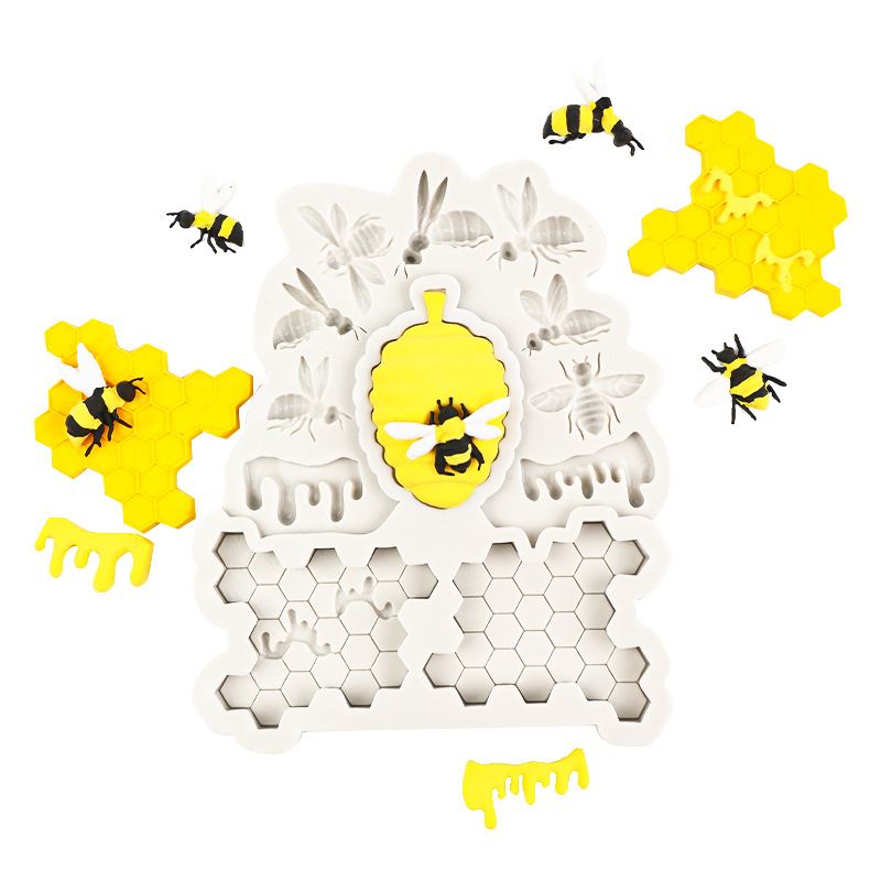Abeja abeja rey panal cera epoxi molde de silicona chocolate fondant DIY herramienta hornear decoración la torta