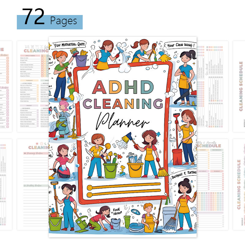 跨境新品 ADHD CLEANING 家庭清洁时间表 年度清洁清单胶装本现货|undefined