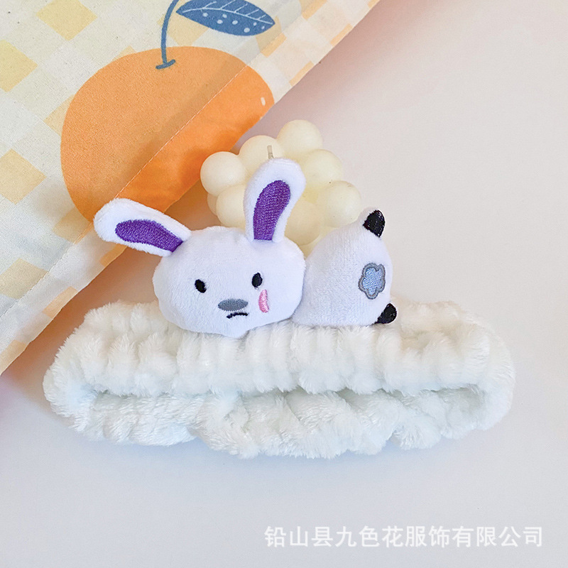 Lindo de la historieta acostado animal tridimensional muñeca banda de pelo maquillaje belleza diadema de terciopelo de coral diadema de suministro directo de fábrica