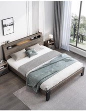 实木床现代简约1.5m轻奢家用双人床主卧1.8m榻榻米大床单人床床架