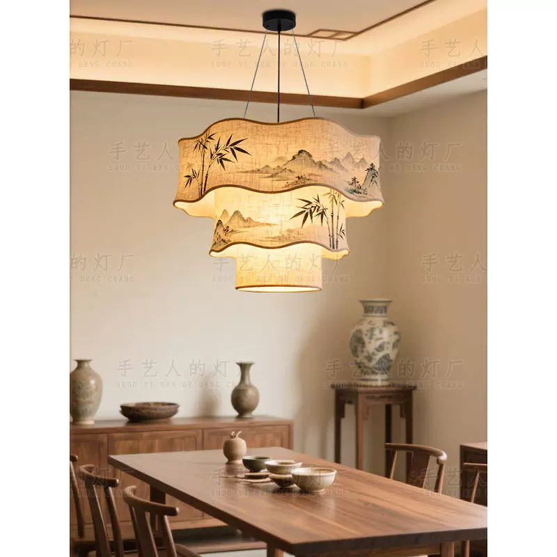 新中式水墨包厢餐厅包房火锅店宋代美学中古酒店饭店吧台大厅灯具