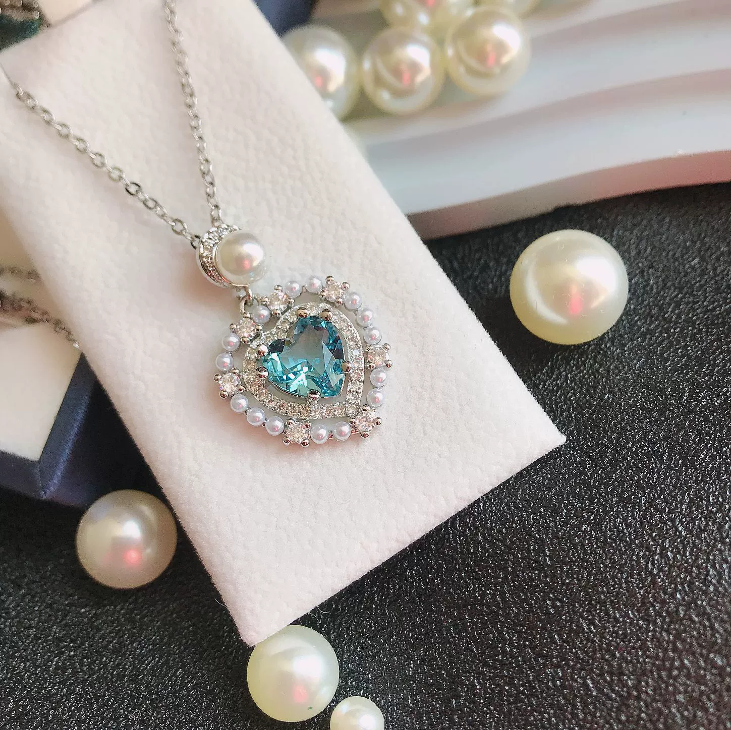 Grace Precision Light Blue Love Bead Design Set 18K Актриса та же лица Небольшое яркое кольцо
