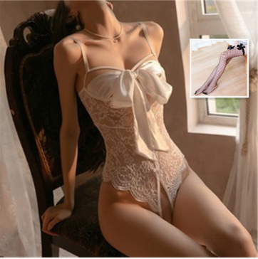 Lencería sexy gratis de arco sexy divertido pequeño pecho apretado coqueta pasión tentación de extremo abierto Mono para las mujeres más el tamaño