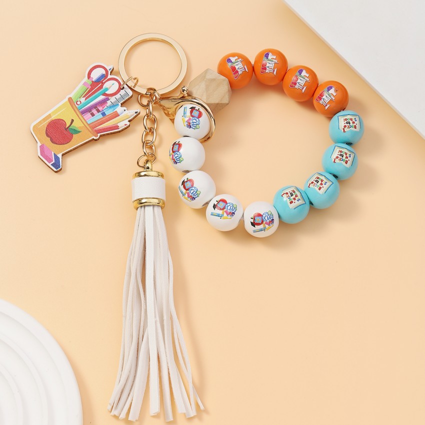 35g Weight Keychain Classification 1 Piece Quantity School, Graduation Occasion Acrylic, Wood Material Teachers' Day Festival Book, Letter, Tassel Pattern Unisex Gender Beaded Design Modern Style Style Modern Style Book Letter Tassel Arylic Wood Beaded Teachers' Day Unisex Keychain 4