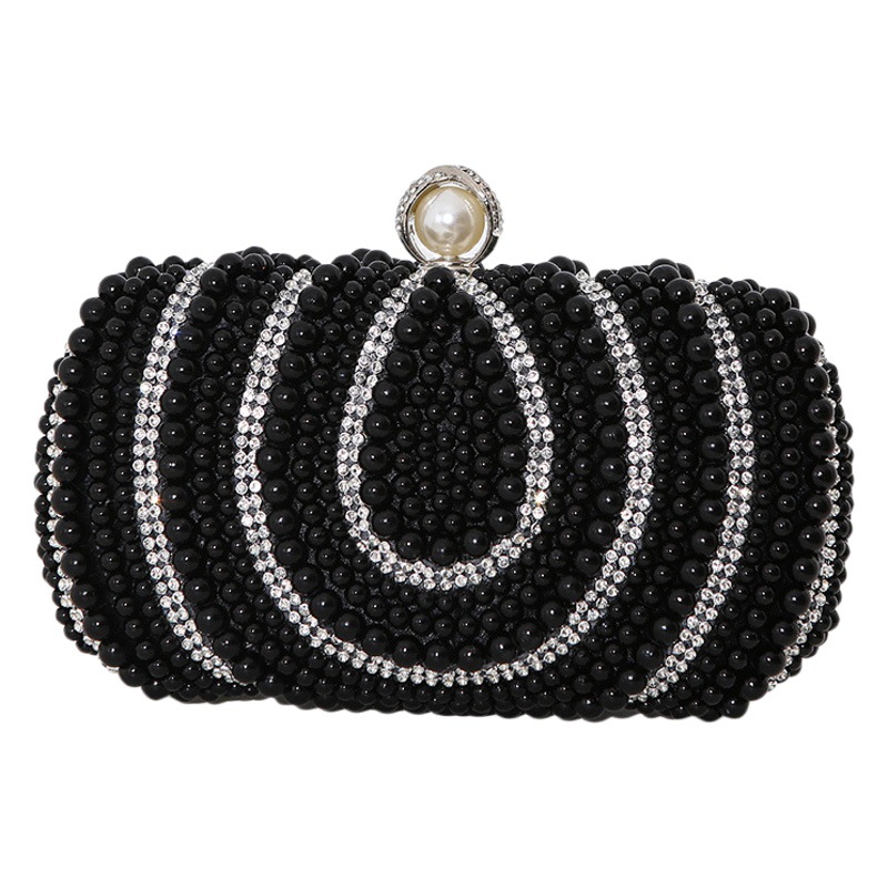 Transfronterizo nuevo europeo y americano de las mujeres retro perla cena bolsa hecha a mano con cuentas diamante incrustado banquete vestido bolsa de embrague