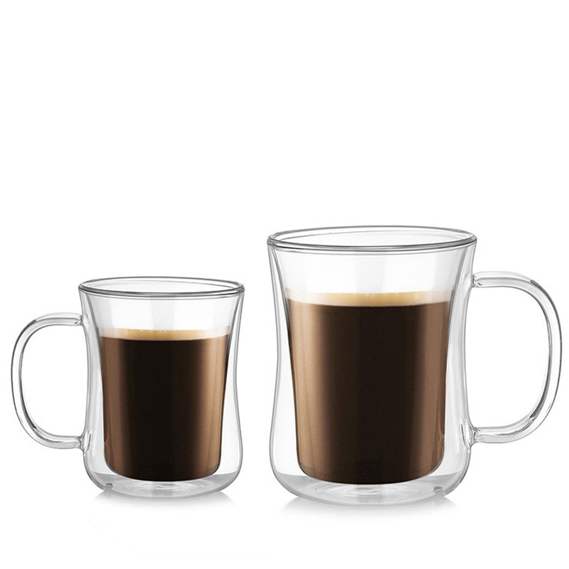 Glass cup factory high borosilicate glass cup cross-border double-layer coffee cup creative slim cup milk cup transparent water cup