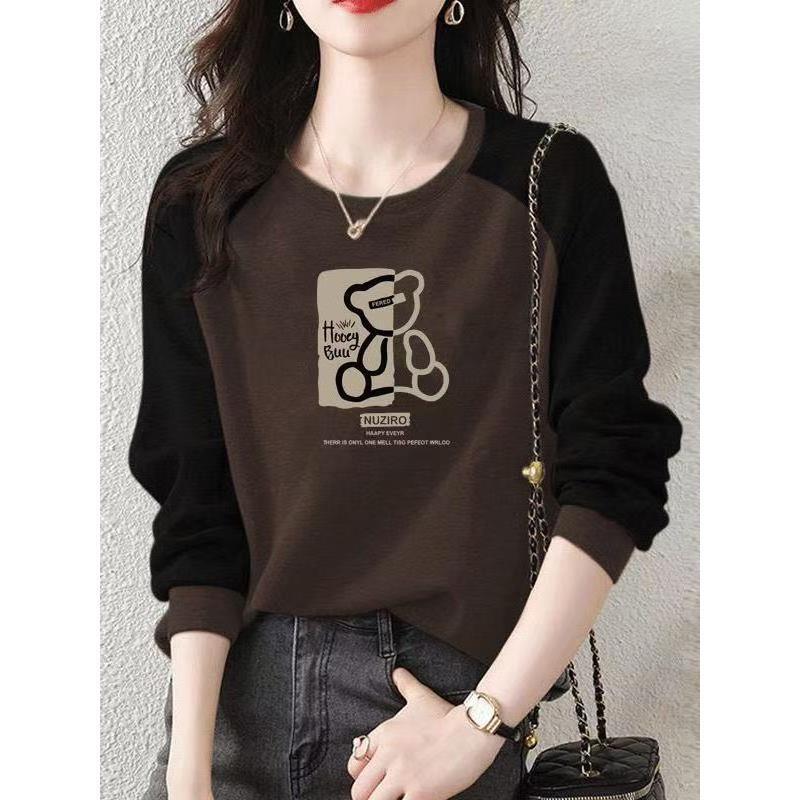 2025 Long-Sleeved T-Shirt German Velvet Top Women's Autumn and Winter Korean Style Loose Cover-Up Slimming Look Pullover Outer Wear Splicing Sweatshirt Trendy 2025 Long-Sleeved T-Shirt German Velvet Top Women's Autumn and Winter Korean Style Loose Cover-Up Slimming Look Pullover Outer Wear Splicing Sweatshirt Trendy