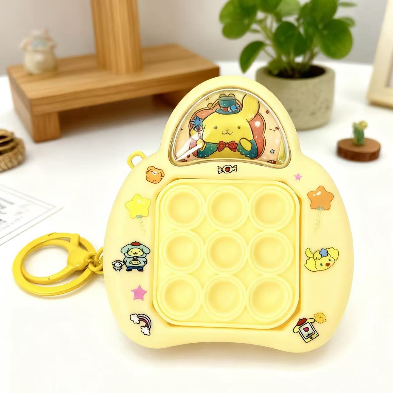 Creativo Sanli botón sonido empuje creativo dibujos animados empuje rápido mini descompresión burbuja llavero bolso colgante