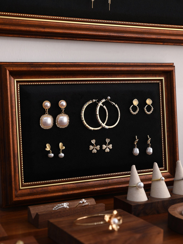 Vintage Photo Frame Jewelry Display Stand for Necklaces, Bracelets, Accessories, Velvet Wall Hanging Board, Earring and Ring Display Rack