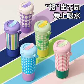 316不锈钢真空保温杯学生便携茶水分离带吸管大容量卡通可爱水杯