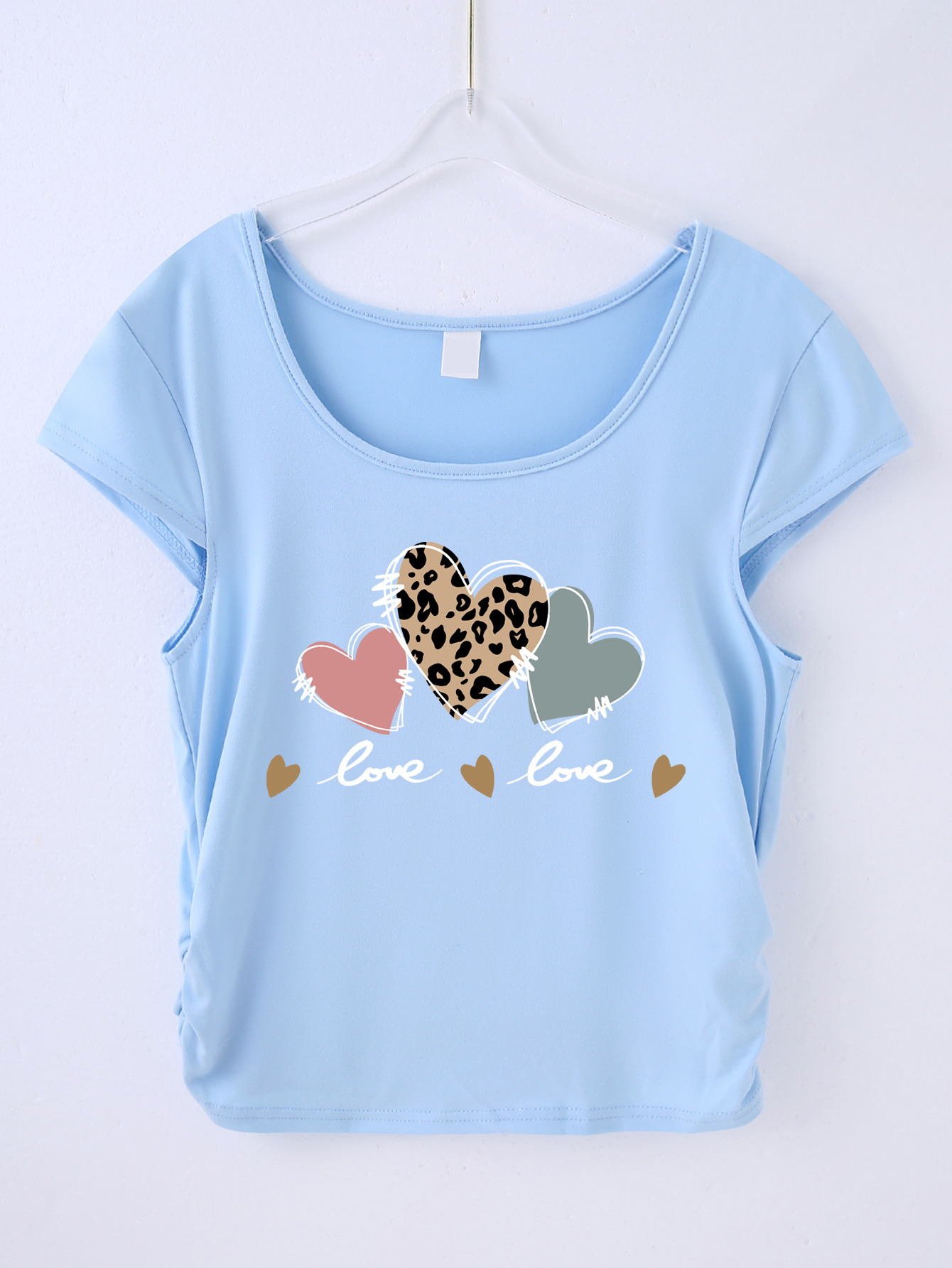 하트 패턴 - 블루 티셔츠