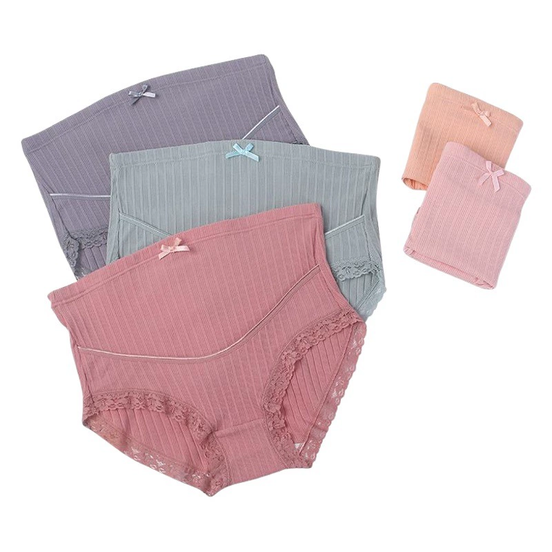 Нижнее белье беременных женщин плюс размер дышащей высокой талией Кружева живота Регулируемые ребристые трусы производителей