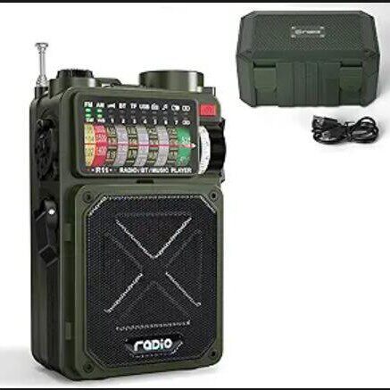 R11 hand-cranked power generation emergency full-band radio solar rechargeable flashlight Bluetooth audio SOS outdoor