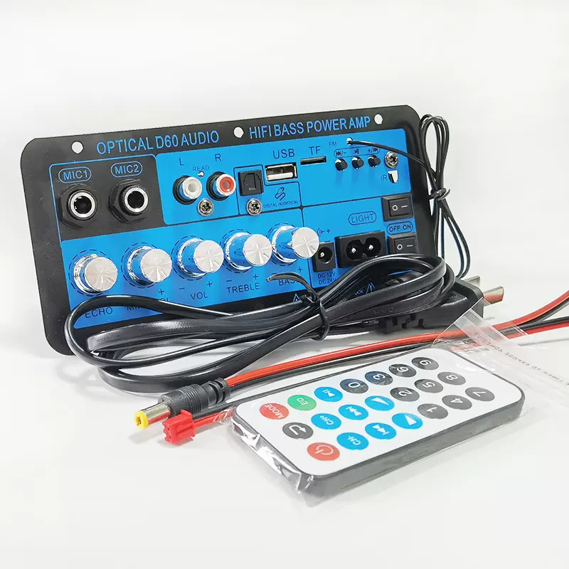 厂家跨境专供数字蓝牙三用车载带混响可接双麦高清光纤输入功放板