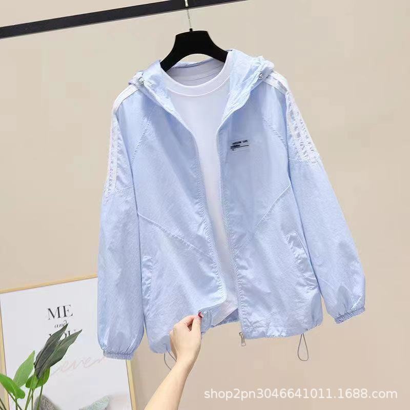 Women's Sun Protection Clothing 2024 New Style, Can Be Worn Outside, Short Jacket, Thin Breathable Oversized Sun Protection Clothing with Contrasting Color Design for Sun Protection