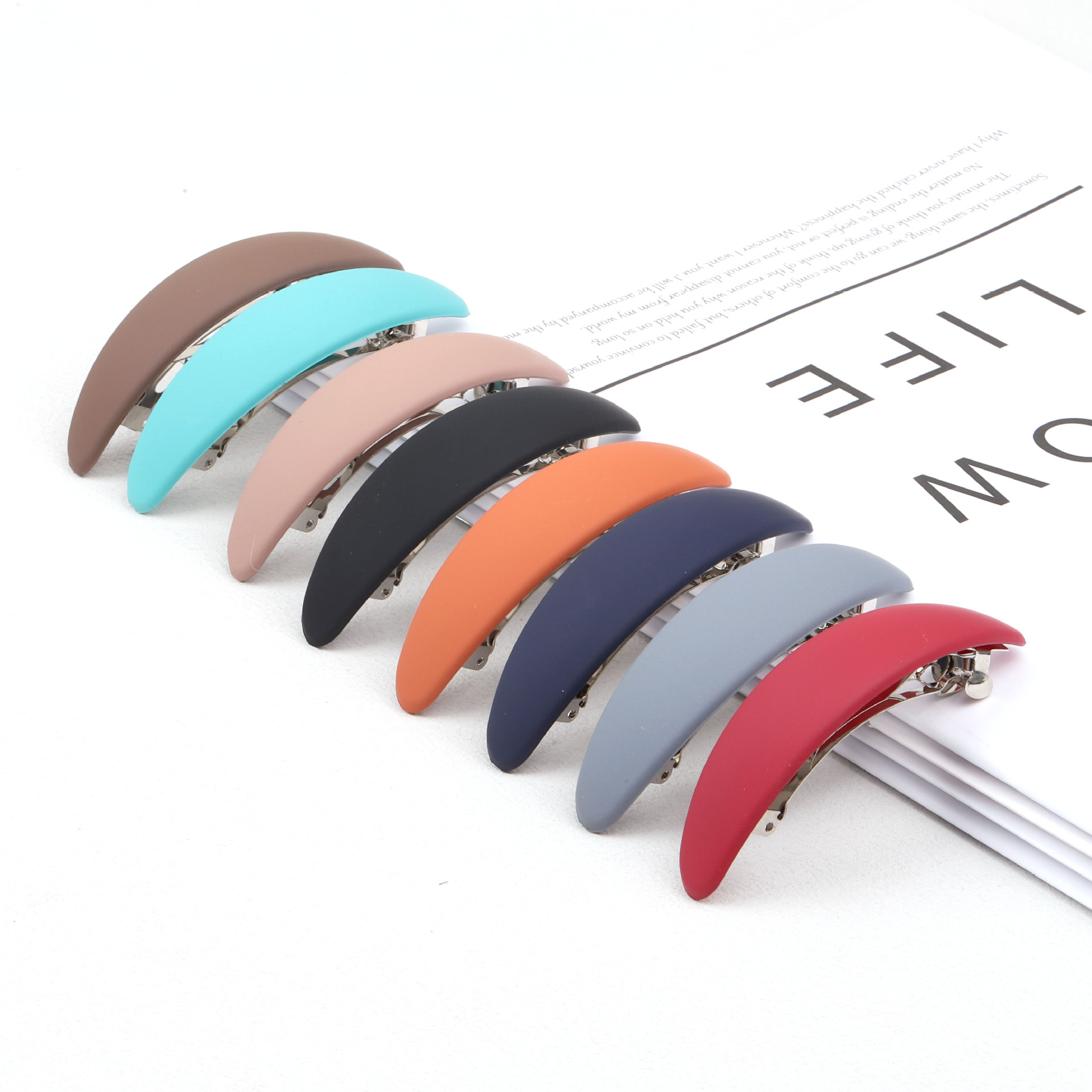 Cross-border Matte All-match Adult Ponail Clip Large One-word Spring Clip Hairpin Simple Headwear Hairpin