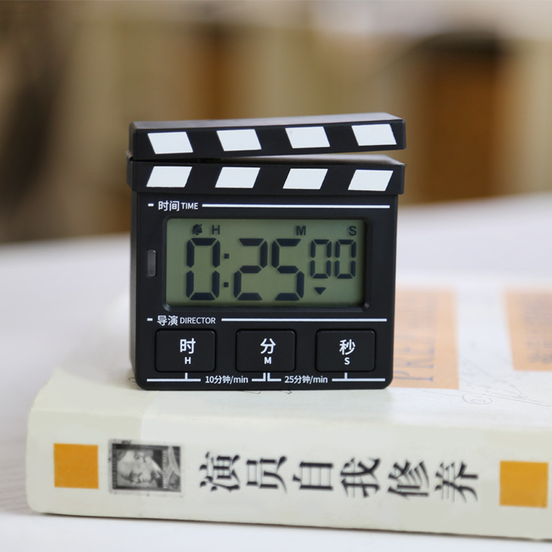 創意復古打板計時器廚房烹飪學生學習桌面正倒計時電子靜音定時器