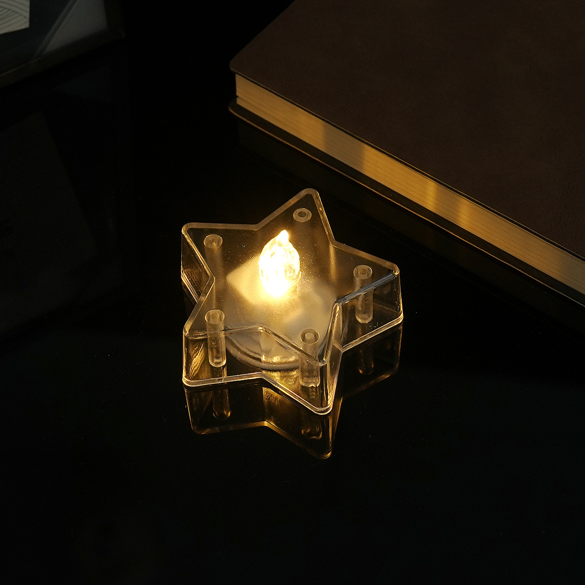 Navidad copo de nieve luz de vela electrónica LED sin humo té cera simulación vidrio fiesta de cumpleaños ambiente romántico luz de vela