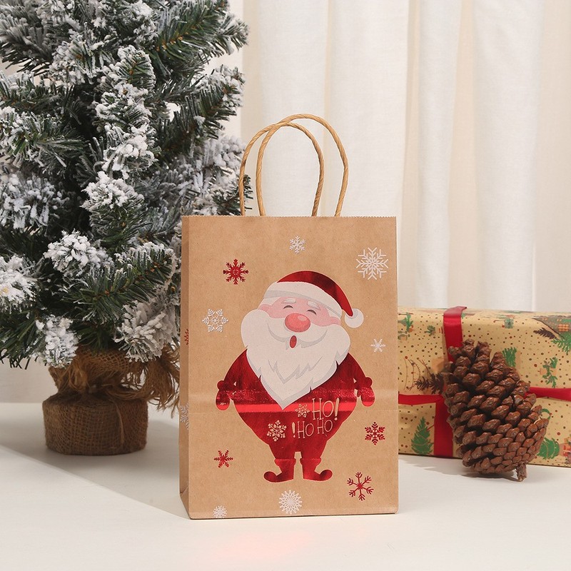 クリスマス包装袋印刷漫画ショッピングバッグクラフト紙袋パーティーキャンディギフトバッグ卸売テイクアウトバッグ|undefined