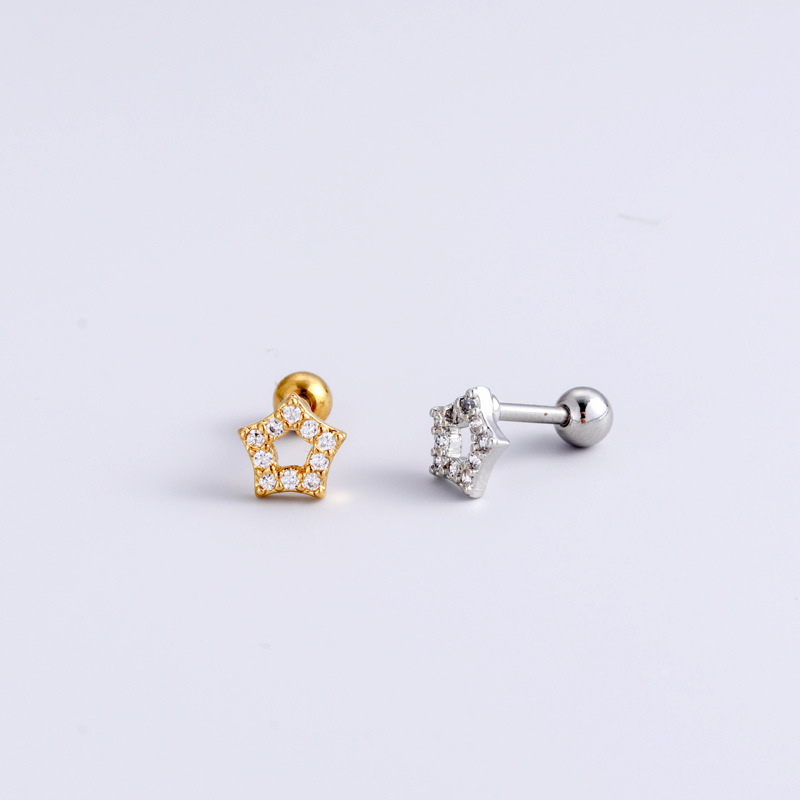 Ear Studs Classification 1 Piece Quantity 1 Piece 316L Stainless Steel  Copper Zircon Ear Cartilage Rings & Studs Heart Shape Waterproof Non Tarnish Surgical Steel Women'S