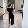 Waist Fold Split Long Cheongsam Dress 9570HF350