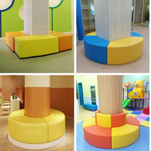 围柱沙发凳包柱弧形凳子幼儿园早教大厅圆形方形柱子绕柱软包座椅