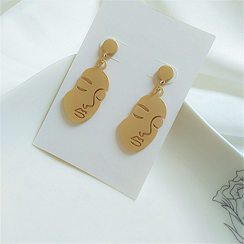 1 Pair Fashion Human Face Metal Plating Women's Drop Earrings display picture 7