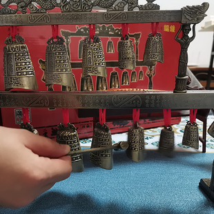 ✅ Bronze Antique Double-Layer Flat Chime Zenghouyi Ancient Musical Instrument Xi'An Tourist Souvenir Terracotta Warriors and Horses Craft