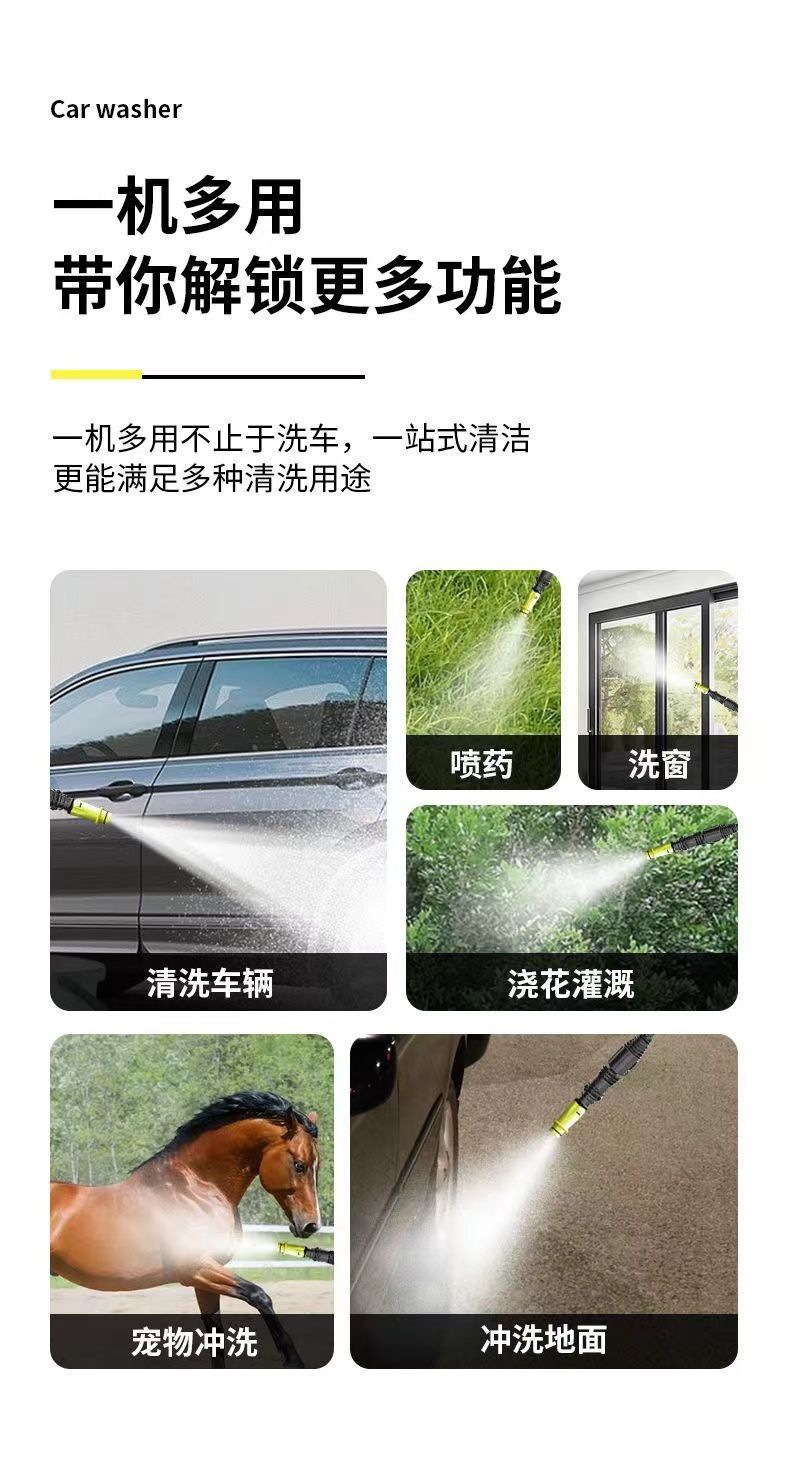All-Copper Household Car Washing Machine High-Power Electric Water Gun Cleaning Machine High-Pressure Car Washing Machine Water Gun 220V Automatic Portable