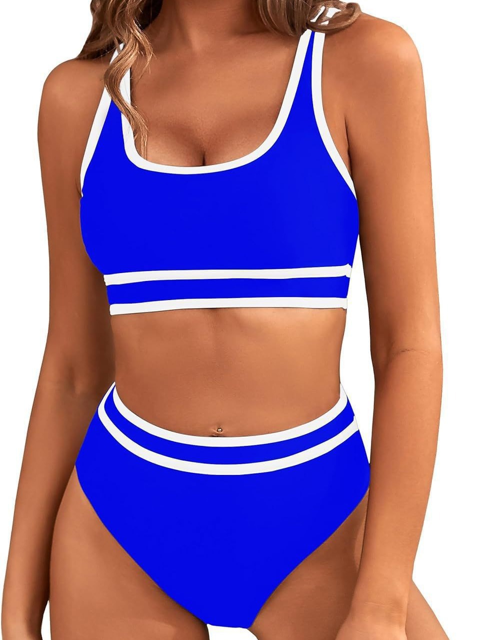 Traje de Baño Bikini de Dos Piezas de Poliéster, Sin Soporte de Acero, para Natación