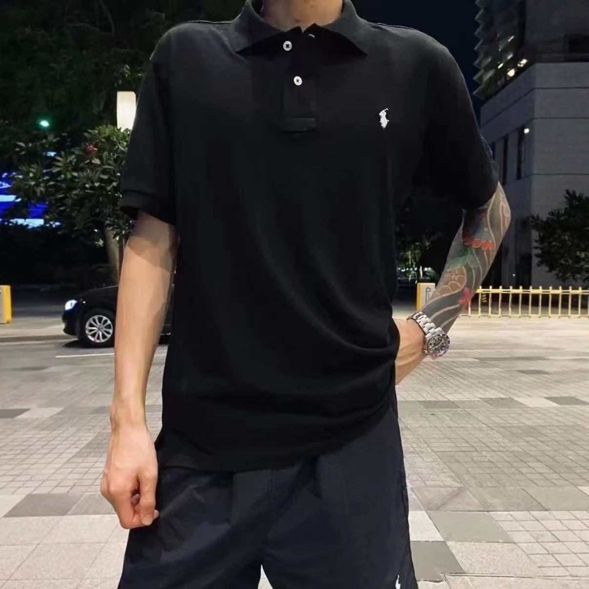 跨境高品质RL拉夫两粒扣polo衫宽松百搭保罗翻领短袖上衣男女同款