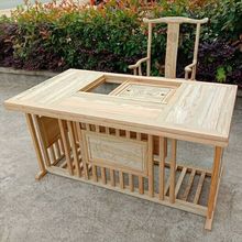 新中式白胚茶桌椅子組合一體簡約仿古實木茶桌茶具套裝桌子泡茶台