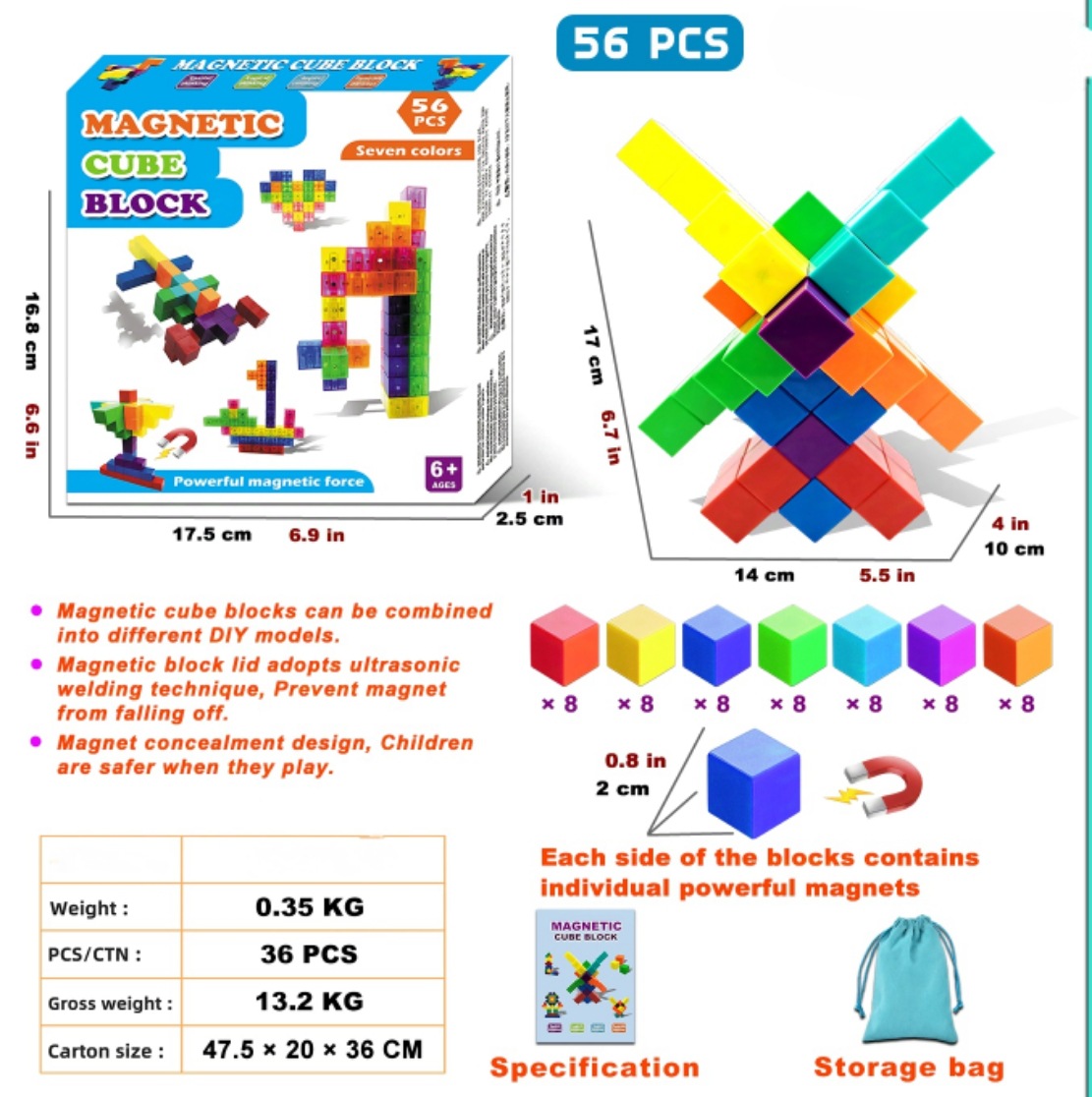 Niños Qizhi bloques de construcción magnéticos DIY cambiable cubo rompecabezas descompresión juguetes 56 unids