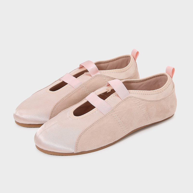 ZA2024 Early Autumn New Women's Shoes Rose Silk Satin Texted Flat Ballet Shoes Slip-on Loafers Single Shoes