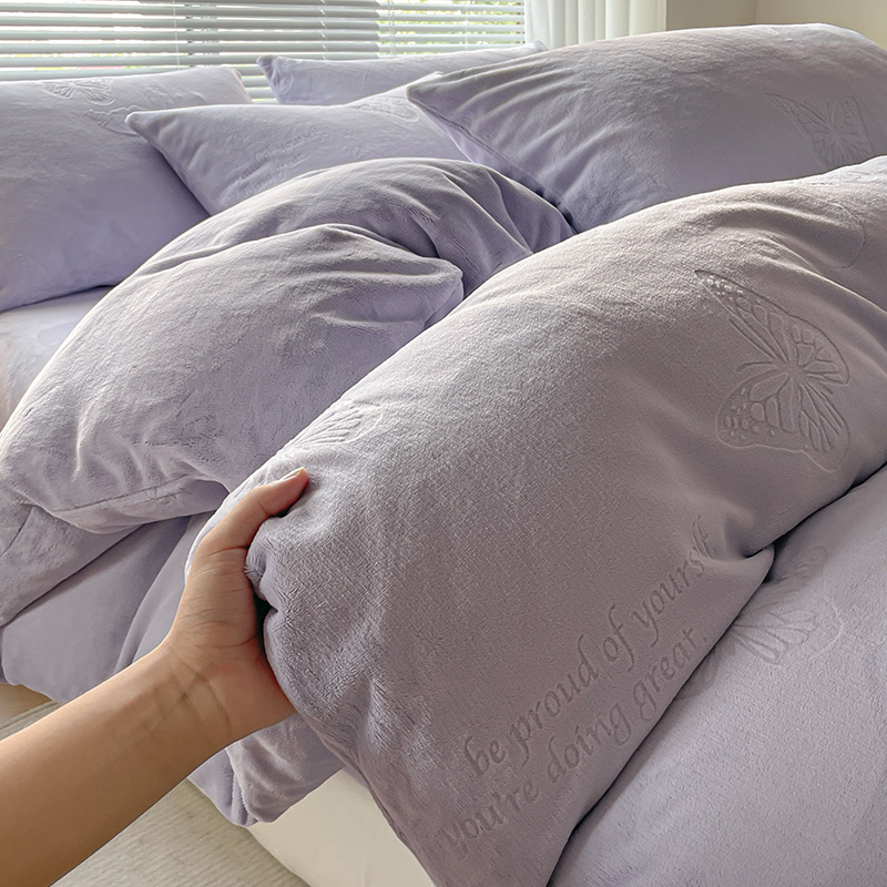 Leche de invierno cama de cuatro piezas set2025 nuevo invierno premium sensación de engrosamiento flange sábanas de coral cubierta