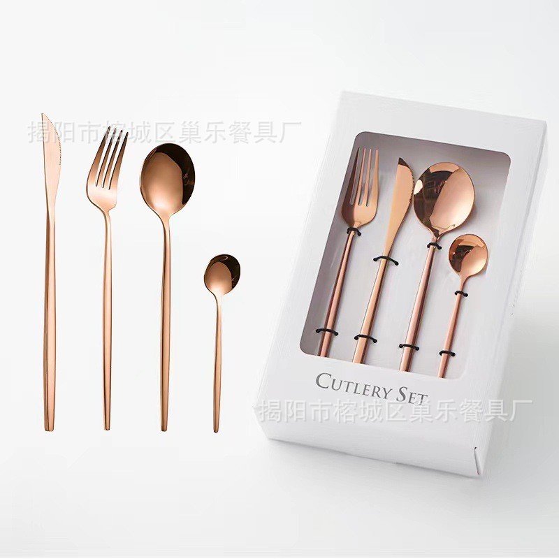Juego de cucharas, tenedores y cucharas de acero inoxidable portugués Juego de 24 piezas de vajilla de Amazon Juego de cucharas de hotel de estilo occidental creativo tenedor