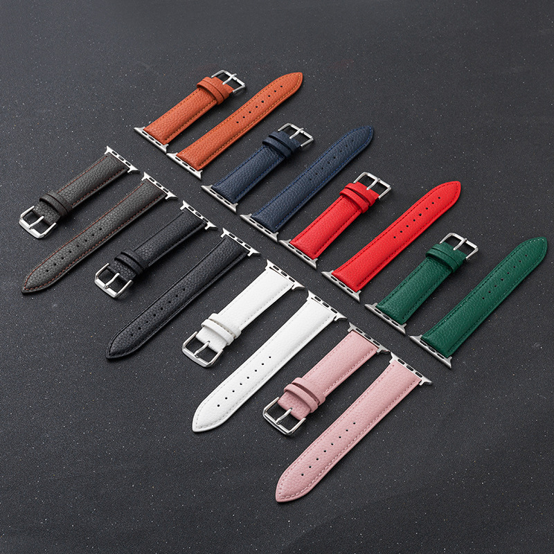 Suitable for Apple Watch Pebbled Calfskin Leather Business Belt Watch Accessories 42/49mm