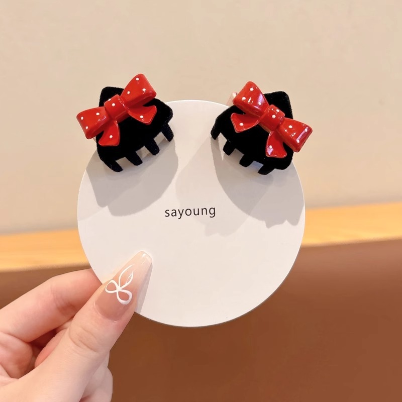 Niños lindos oídos gatos pequeños clip de agarre niñas otoño invierno lateral broche clip de cabello de Año Nuevo rojo roto clip de cabello tocado