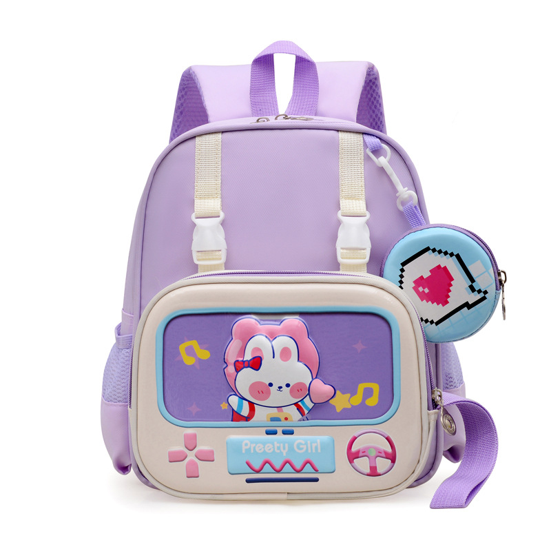 Bonito conejo niña mochila de dibujos animados dinosaurios niños mochila de jardín de infantes mochila transpirable preescolar bebé