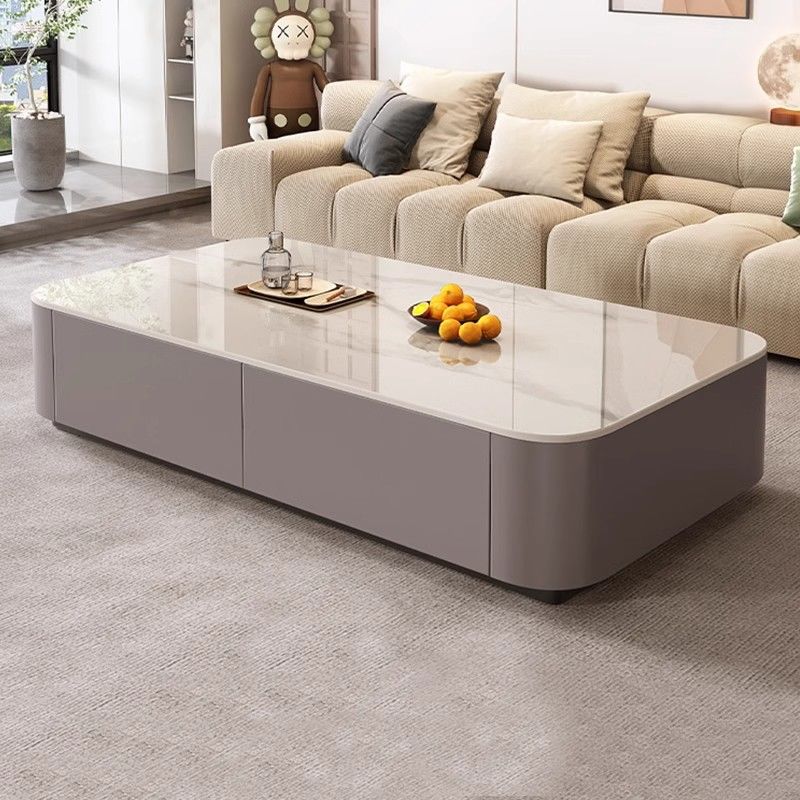 轻奢茶几家用客厅小户型2024新款简约现代落地玻璃茶几电视柜组合