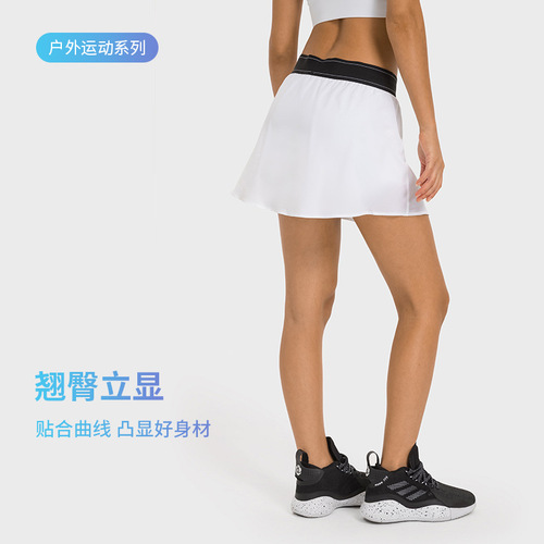 Spring and summer new style comfortable nude anti-exposure tennis skirt quick-drying breathable yoga shorts loose casual sports skirt