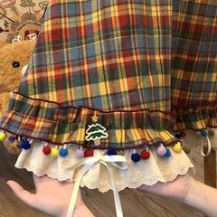 クリスマスリトルジェリービーンズ!レトロなお祭り風カラフルチェック柄プリーツスカート シェニールスパンデックス 詳細を見る