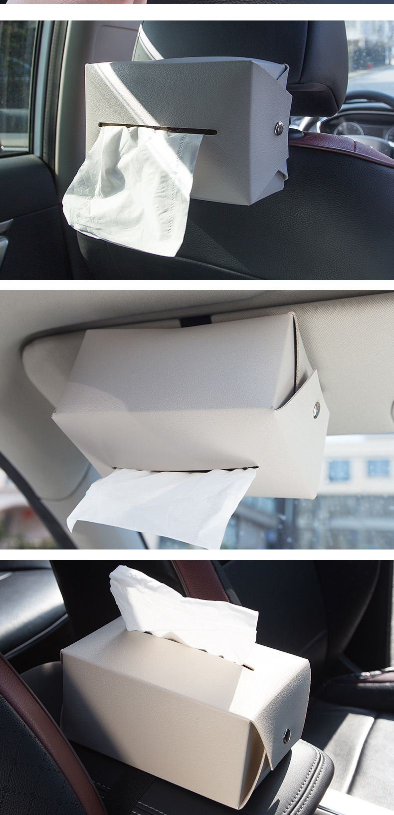 [Customized] Leather Car Tissue Box, Car Seat Back Tissue Box, Practical Car Accessories, Tissue Box